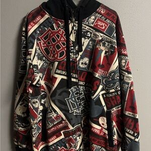 Shady Ltd Black and Red Graphic Hoodie